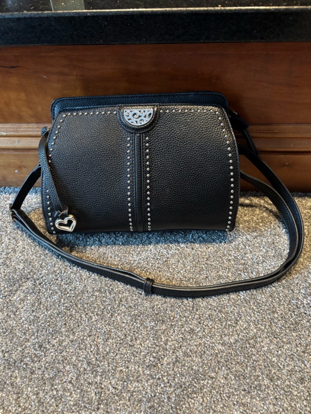 Brighton Black Shoulder Bag with Silver Detailing